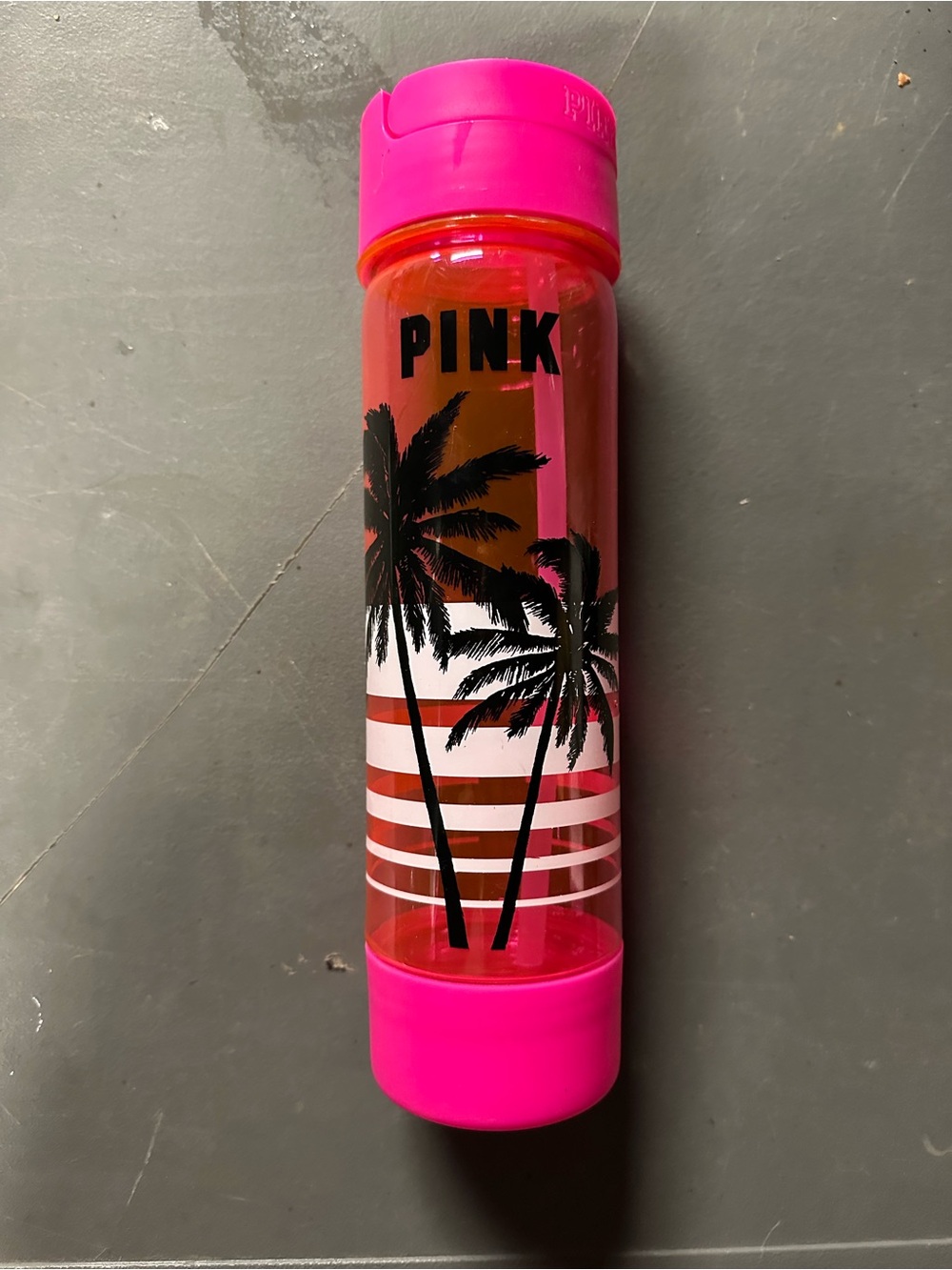 PINK Tropical Palm Water Bottle with Hidden Storage - Hot Pink